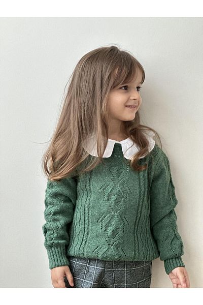 miabambim Khaki Turtleneck Openwork Girl's Sweater