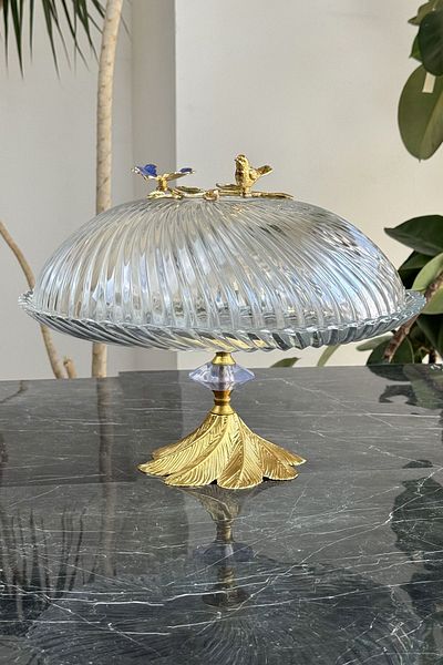 MAY HOME Double Model Cake Dish with Glass Lid Presentation Plate