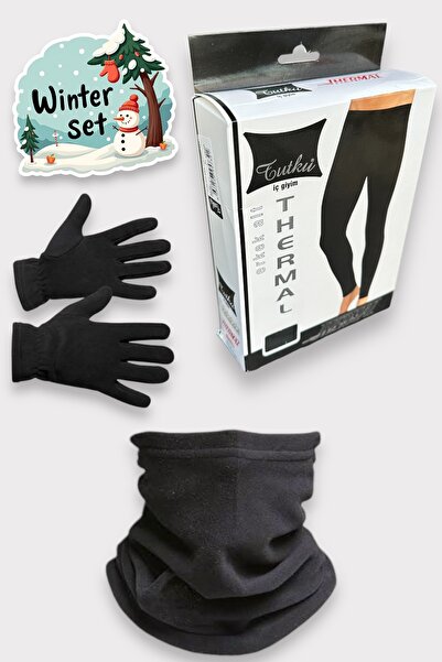 Katmirra Set cu colanți termici Passion pentru bărbați + mănuși din lână și g...