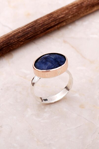 Sümer Telkari Safir Elişi Tasarım Trend Gümüş Yüzük 3050