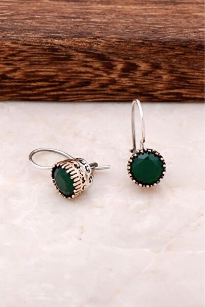 Sümer Telkari Kök Zümrüt Taşlı Elişi Gümüş Küpe 4237