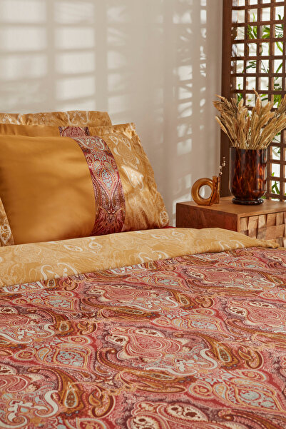 Karaca Home Sherie Brown Cotton Satin Double Bedding Set