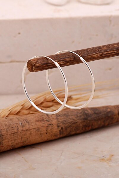 Sümer Telkari Şarnel 3,5 Cm Gümüş Halka Küpe 6880