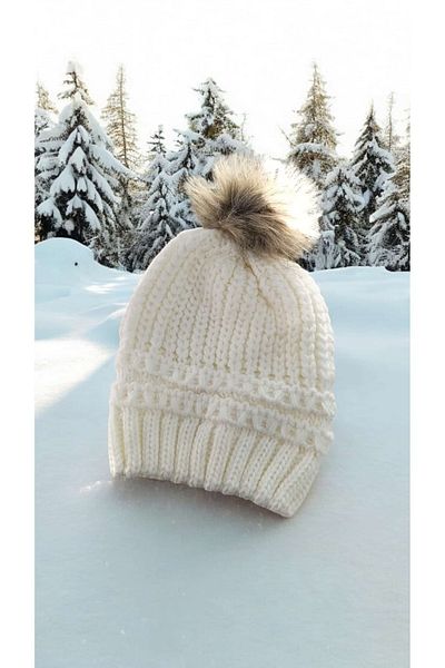 ÇEÇEN HOME Knitted Beanie Elastic Women's Plush Pompom