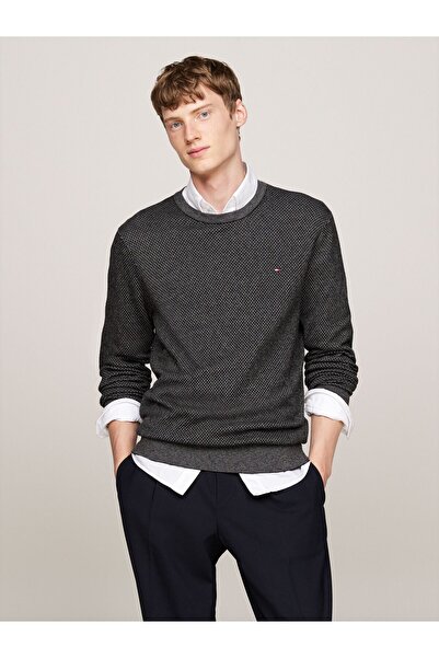 Tommy Hilfiger Men's Brand Logo Long Sleeve Casual Black Sweater Mw0Mw36723-0Gj