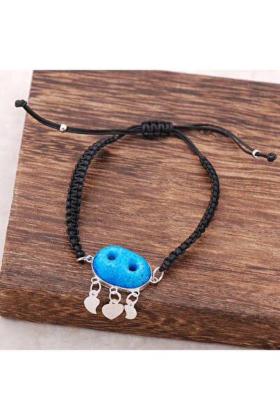Sümer Telkari Süryani Nazar Boncuğu Makrome Gümüş Bileklik 2062