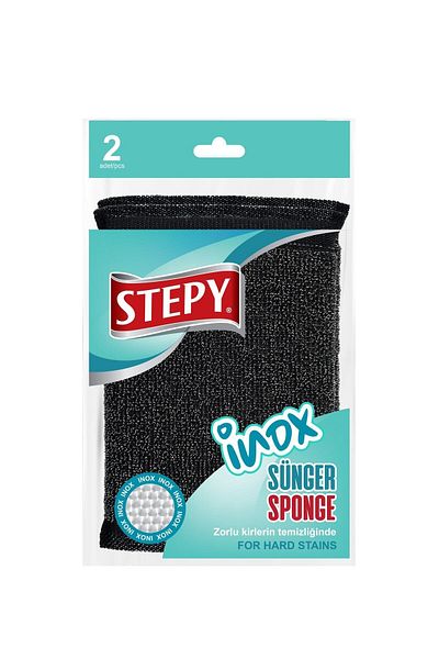 STEPY Inox Steel Sponge 2 Pieces Easily Removes Hard Spots