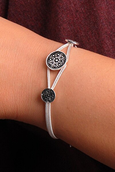 Sümer Telkari Midyat Hasırı Gümüş Tasarım Bileklik 3502
