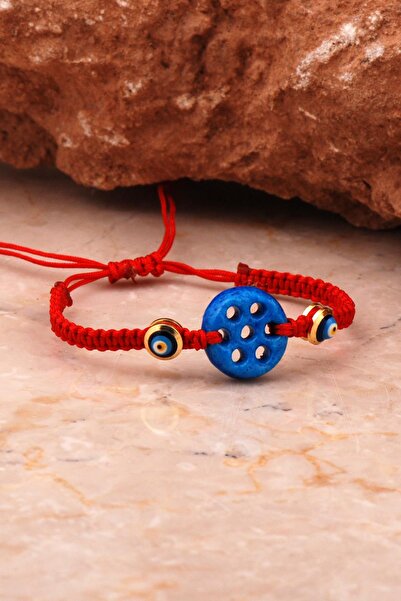 Sümer Telkari Süryani Nazar Boncuğu Kırmızı Makrome Bileklik 4640
