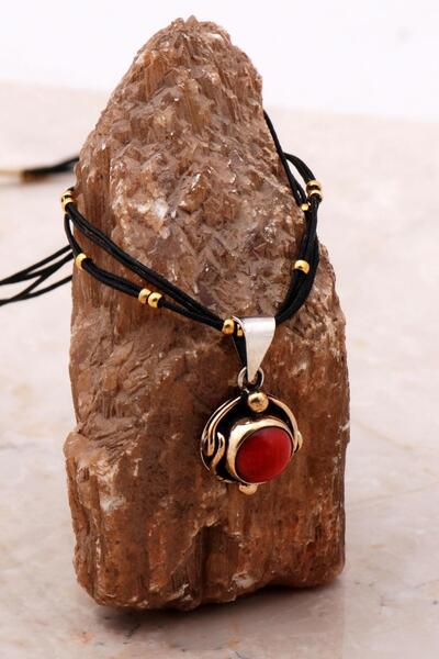 Sümer Telkari Mercan El Yapımı Gümüş Tasarım Kolye 6803