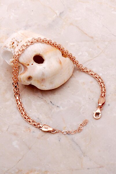 Sümer Telkari İtalyan Ezme Hasır Örgü Rose Gümüş Bileklik 3644