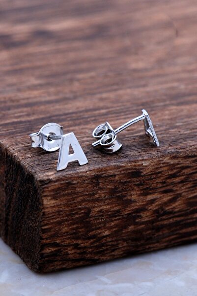 Sümer Telkari A Harfi Rodyumlu Gümüş Küpe 5946