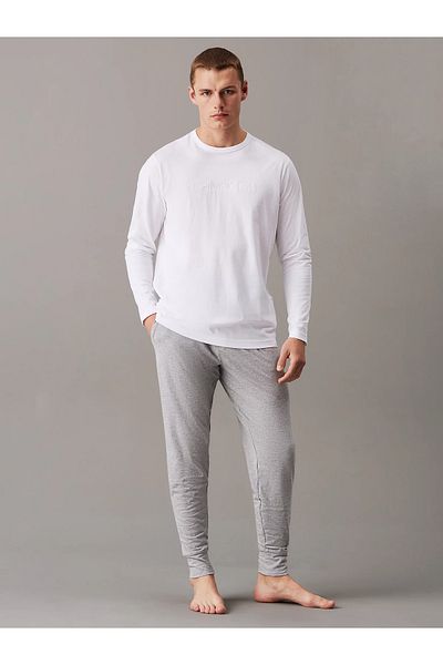 Calvin Klein Men's Regular Fit Cotton Crew Neck Long Sleeve White T-Shirt 000Nm2771E-100