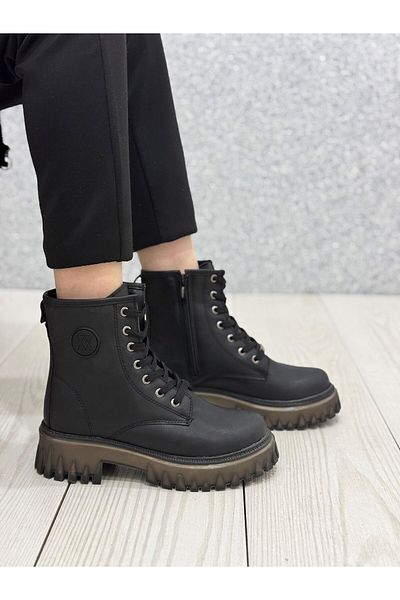 Wickers 2615 -1 Cizme cu talpă groasă din piele neagră