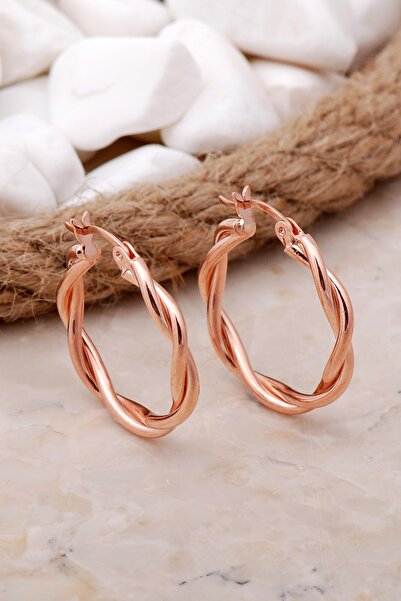 Sümer Telkari Burgu 25 Mm Rose Gümüş Halka Küpe 5803