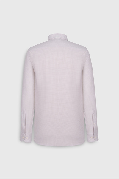 ALTINYILDIZ CLASSICS Men's Beige Cotton Slim Fit Slim Fit Buttoned Lapel Dobby Shirt