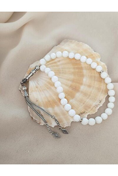 Hd Marketim Чотки 33 кульки 8 мм кулястого зрізу натуральний білий онікс