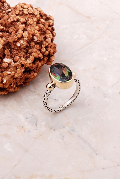 Sümer Telkari Mistik Topaz Elişi Tasarım Gümüş Yüzük 3108