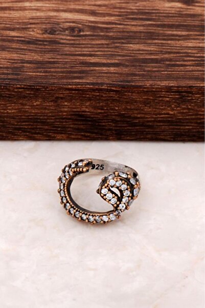 Sümer Telkari Zirkon Taşlı Vav Harfli Gümüş Yüzük 783