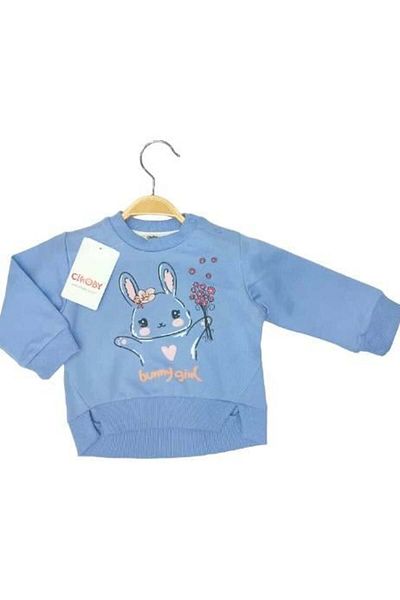 Çikoby Girl's 100% Cotton Rabbit Printed Sweatshirt