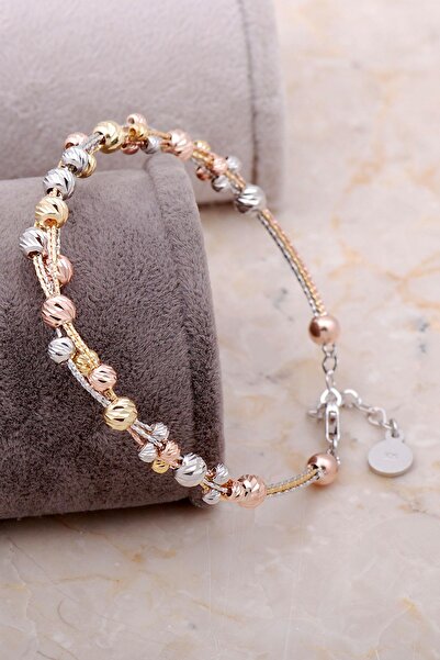 Sümer Telkari Dorika Altın Yaldızlı Sarma 925 Ayar Gümüş Bilezik 3327