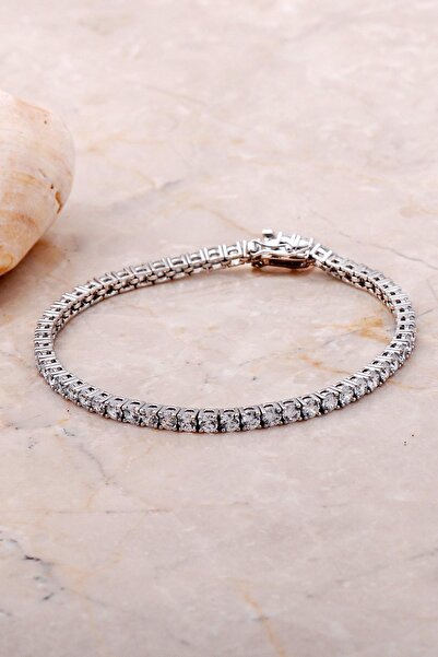 Sümer Telkari Su Yolu Pırlanta Montürlü Gümüş Bileklik 3709