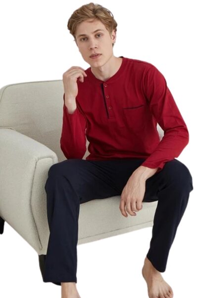 KLY طقم بيجامة رجالي بأكمام طويلة 9250