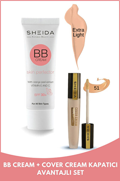 Sheida Bb Krem Extra Light Ve Cover Cream Kapatıcı 51 Ikili Set (ÇOK AÇIK RENK)