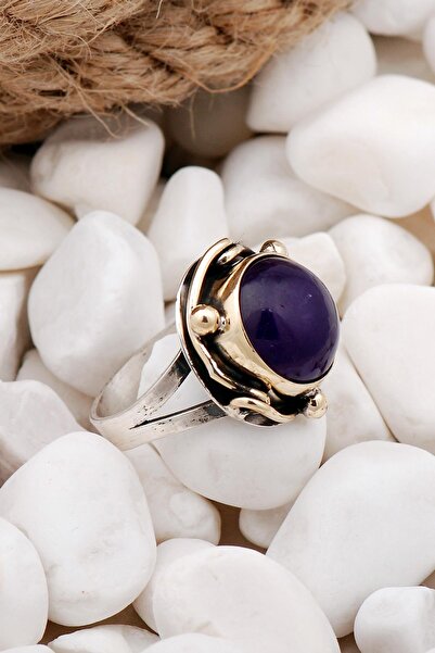 Sümer Telkari Ametist Taşlı Elişi Gümüş Yüzük 3211