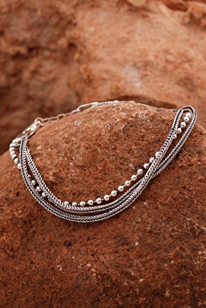 Sümer Telkari Hasır Elişi Tasarım Oksitli Gümüş Bileklik 4426