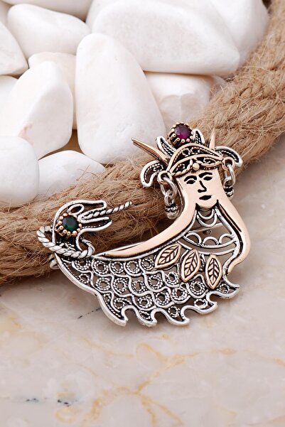 Sümer Telkari Şahmeran Orta Boy Telkari Elişi Gümüş Broş 348