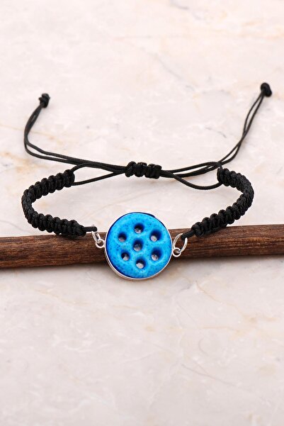 Sümer Telkari Süryani Nazar Boncuğu Makrome Gümüş Bileklik 3396