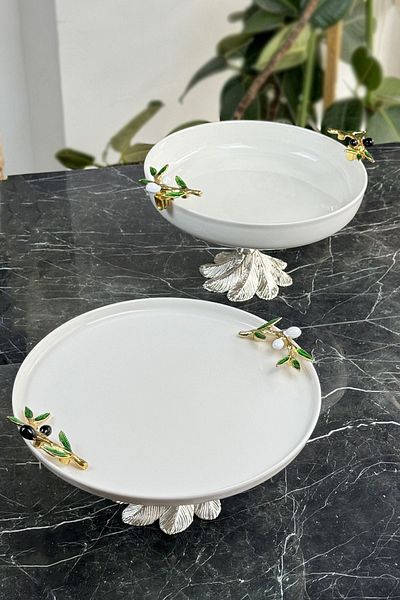 MAY HOME Olive Model Porcelain Plate - Tableware, Presentation, Fruit Bowl and Dessert Serving Set