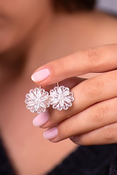 Sümer Telkari Papatya Telkari Gümüş Küpe 4944