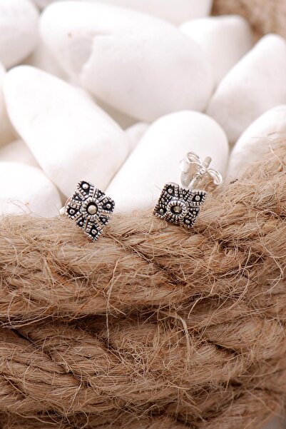 Sümer Telkari Markazit Taşlı Mini Gümüş Küpe 5727