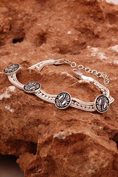 Sümer Telkari Midyat Hasır Tasarım Laleli Elişi Gümüş Bileklik 4612