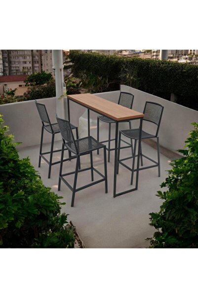 ReHome Queen Döküm 4 Kişilik Bar Masa ve Sandalye Takımı | Rehome