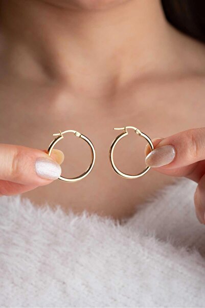 Bayar Gold 14 Ayar Altın Klasik Halka Küpe