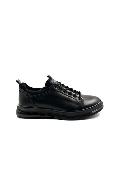 MARCOMEN 18366 Μαύρα ανδρικά casual δερμάτινα αθλητικά παπούτσια