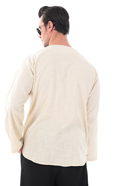 Suffa Оверсайз сорочка без коміра, кремового кольору