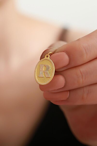 Bayar Gold 14 Ayar Altın R Harf Nostaljik Kolye Ucu