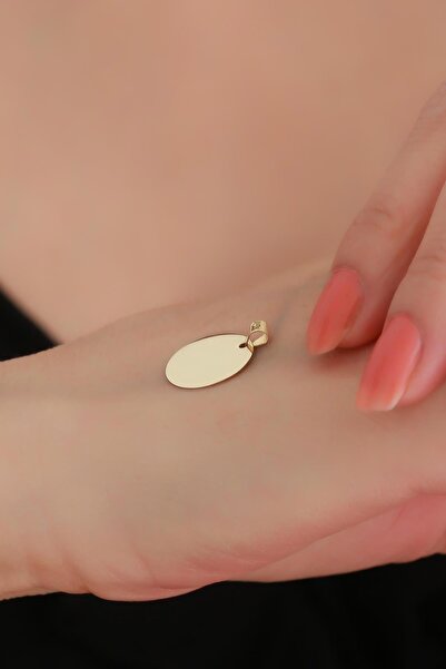 Bayar Gold 14 Ayar Altın Yuvarlak Plaka Kolye Ucu