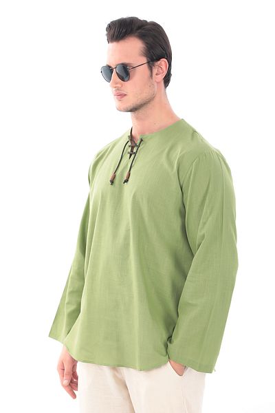 Suffa Oversize Green Collarless Shirt