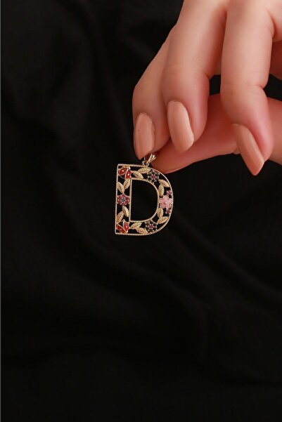 Bayar Gold 14 Ayar Altın D Harf Çiçek Kolye Ucu