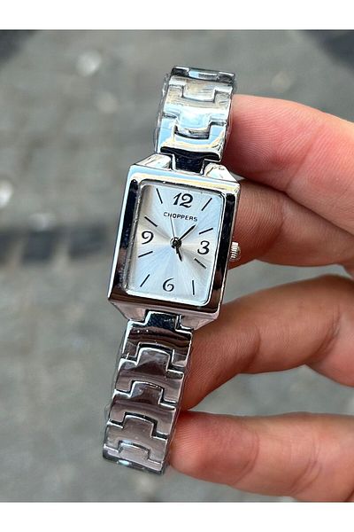 Choppers Rectangle Dial Silver Color Stylish Women - Classic and Elegant Design Steel Women's Wristwatch