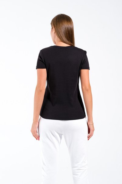 Signature Style 724103_Women's Crew Neck, Stretchy Short Sleeve Body T-Shirt - 100% Cotton Badi Black