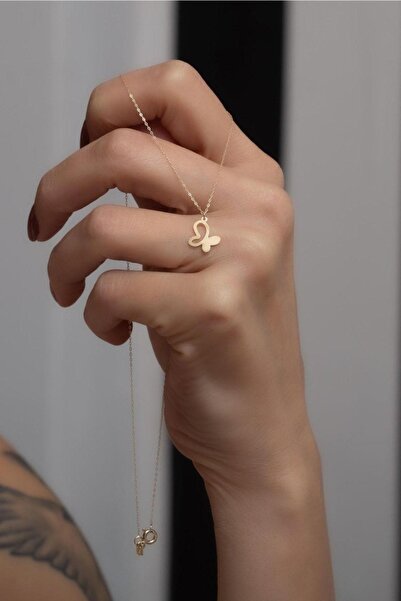 Bayar Gold 14 Ayar Altın Kelebek Kolye