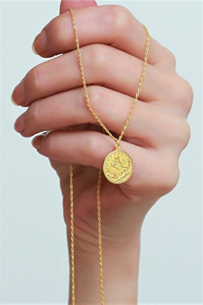 Bayar Gold 14 Ayar Altın Tuğralı Halat Burgu Zincir Kolye 1,8 cm