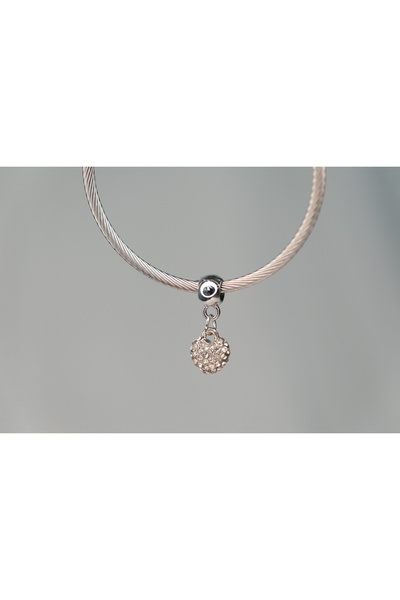 CYB STUDİO Stainless Steel Charm with Heart Figure with Stones