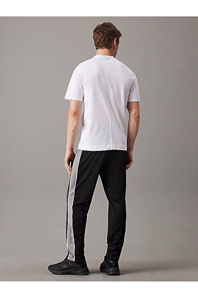 Calvin Klein Men's Regular Fit Pleated Side Stripes Elastic Waist Black Sweatpants 00Gmf4P604-Bae